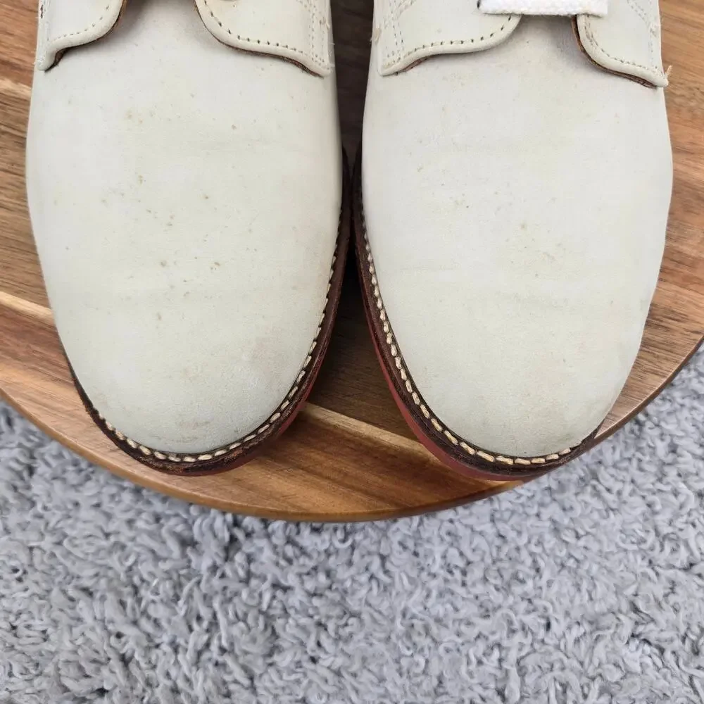 Brooks Brothers Men 11.5D White Nubuck Suede Derby Oxford Dress Shoe Made in USA